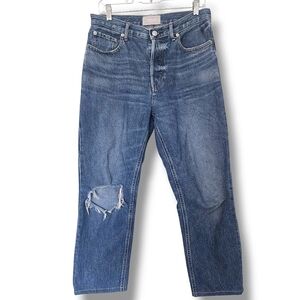 Everlane blue button-fly 90s Cheeky Crop 100% cotton jeans 29